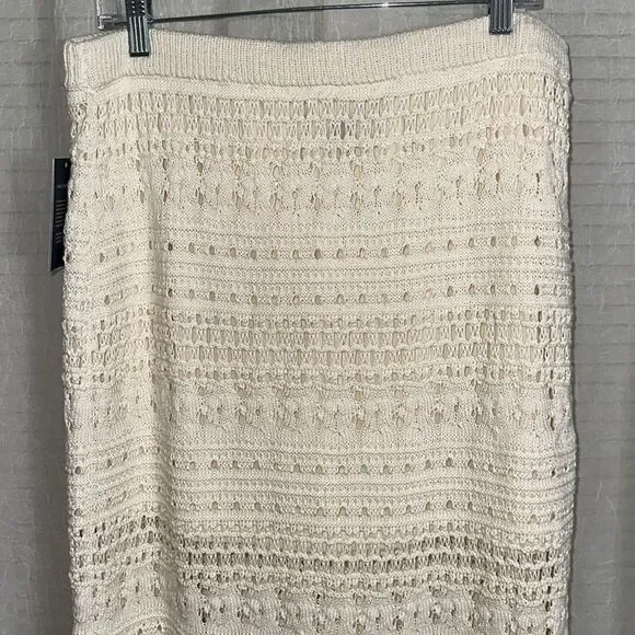 UT XLβCream Openwork Midi Sweater Crochet Knit Scalloped Drawstring Skirt - Picture 11 of 16